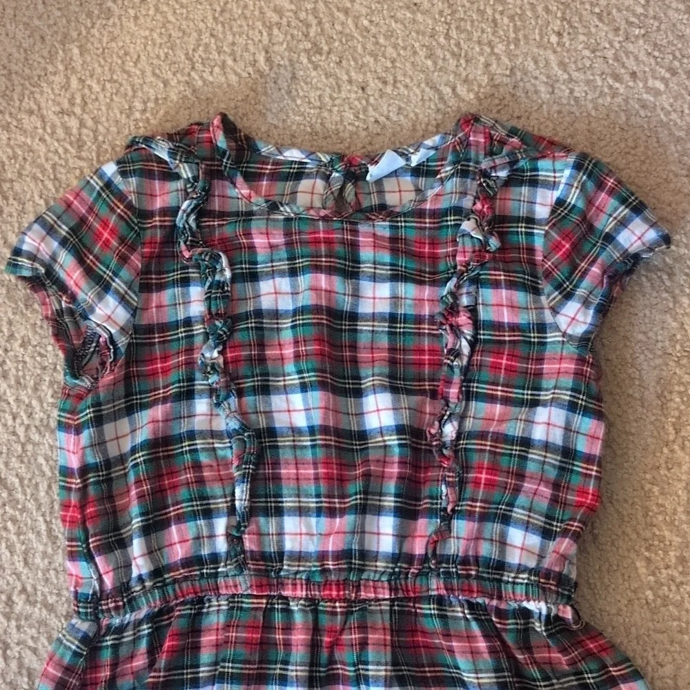 Gap Kids Plaid Christmas Fall Colors Short Sleeve Dress Size Medium